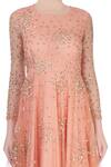 Astha Narang_Peach Embellished Sequin Round Neck Tunic For Women_at_Aza_Fashions