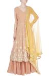 Buy_Astha Narang_Orange Embroidered Ethnic Motifs V Neck Anarkali Set _at_Aza_Fashions