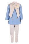 Buy_Rang by Lespetits_Blue Embroidered Kurta Set With Bundi For Boys_at_Aza_Fashions