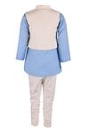 Shop_Rang by Lespetits_Blue Embroidered Kurta Set With Bundi For Boys_at_Aza_Fashions
