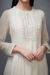 RI.Ritu Kumar_Beige Georgette Blend Embroidered Thread And Sequins Keyhole Anarkali Churidar Set _at_Aza_Fashions