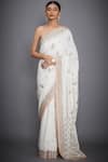 Buy_RI.Ritu Kumar_Off White Silk Blend Embroidery Leaf Motifs Saree With Unstitched Blouse _at_Aza_Fashions