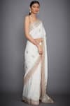 Shop_RI.Ritu Kumar_Off White Silk Blend Embroidery Leaf Motifs Saree With Unstitched Blouse _at_Aza_Fashions
