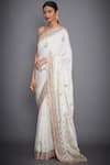 RI.Ritu Kumar_Off White Silk Blend Embroidery Leaf Motifs Saree With Unstitched Blouse _Online_at_Aza_Fashions