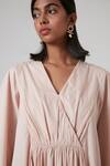 Shop_The Summer House_Pink Certified Organic Cotton Cambric Eli Plunge V Neck Dress_Online_at_Aza_Fashions