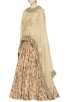 Buy_Debyani + Co_Beige Organza Printed Floral Round Embellished Cape And Lehenga Set For Women_Online_at_Aza_Fashions