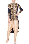 Buy_Debyani + Co_Blue Navy Georgette And Silk Embellished Asymmetric Jacket For Women_at_Aza_Fashions