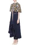 Buy_Debyani + Co_Navy Blue Chintz Embroidered Cape Gown_Online_at_Aza_Fashions