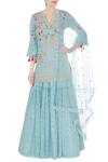 Buy_Monika Nidhii_Blue Round Embroidered Kurta Sharara Set For Women_at_Aza_Fashions