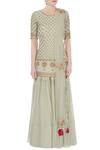 Shop_Monika Nidhii_Green Round Embroidered Kurta Sharara Set For Women_Online_at_Aza_Fashions