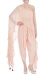 Buy_Monika Nidhii_Pink Crepe Embellished Asymmetric One Shoulder Kurta And Dhoti Pant Set For Women_at_Aza_Fashions