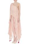 Buy_Monika Nidhii_Pink Crepe Embellished Asymmetric One Shoulder Kurta And Dhoti Pant Set For Women_Online_at_Aza_Fashions