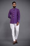 Buy_Raghavendra Rathore Jodhpur_Purple Silk Bandhgala _at_Aza_Fashions