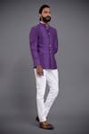 Raghavendra Rathore Jodhpur_Purple Silk Bandhgala _Online_at_Aza_Fashions