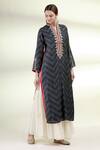 Buy_Gopi Vaid_Black Cotton Silk V Neck Embroidered Tunic And Sharara Set _at_Aza_Fashions