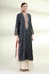 Gopi Vaid_Black Cotton Silk V Neck Embroidered Tunic And Sharara Set _Online_at_Aza_Fashions
