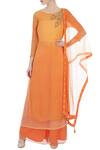 Buy_ARPAN VOHRA_Orange Georgette Embroidered Boat Neck Kurta With Dupatta For Women_at_Aza_Fashions