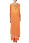 ARPAN VOHRA_Orange Georgette Embroidered Boat Neck Kurta With Dupatta For Women_Online_at_Aza_Fashions