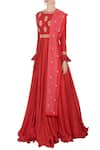 Buy_Anushree Reddy_Red Chanderi Silk Anarkali With Dupatta_Online_at_Aza_Fashions