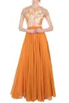 Buy_Anushree Reddy_Orange Raw Silk Embroidered Anarkali Set_at_Aza_Fashions