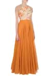 Anushree Reddy_Orange Raw Silk Embroidered Anarkali Set_Online_at_Aza_Fashions