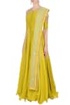 Buy_Anushree Reddy_Yellow Chanderi Silk Anarkali With Dupatta_Online_at_Aza_Fashions