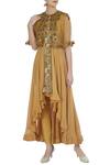 Buy Debyani + CO Yellow Chanderi, Chiffon, Cotton Lycra Cape , Kurta With Set at Aza Fashions Buy_Debyani + CO_Yellow Chanderi, Chiffon, Cotton Lycra Cape , Kurta With Set _at_Aza_Fashions