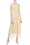Buy_Kavita Bhartia_Yellow Round Draped Midi Dress For Women_at_Aza_Fashions