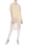 Buy_Kavita Bhartia_Yellow V Neck Asymmetric Tunic For Women_at_Aza_Fashions