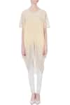Shop_Kavita Bhartia_Yellow V Neck Asymmetric Tunic For Women_Online_at_Aza_Fashions