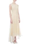 Kavita Bhartia_Yellow Round Organza Asymmetric Dress For Women_Online_at_Aza_Fashions