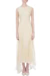 Shop_Kavita Bhartia_Yellow Round Organza Asymmetric Dress For Women_Online_at_Aza_Fashions