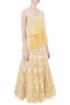 Kavita Bhartia_Yellow Asymmetric One Shoulder Layered Blouse For Women_Online_at_Aza_Fashions