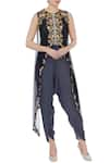 Buy_Ayesha Aejaz_Grey Round Jumpsuit With Embroidered Cape  _at_Aza_Fashions