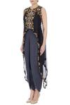 Buy_Ayesha Aejaz_Grey Round Jumpsuit With Embroidered Cape For Women_Online_at_Aza_Fashions