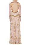 Shop_Ayesha Aejaz_Pink Round Embroidered Flared Jumpsuit For Women_at_Aza_Fashions