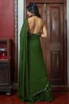 Arpita Mehta_Green Georgette Embroidery Mirror Halter Pre-draped Tiered Saree With Blouse _at_Aza_Fashions