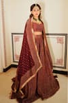 Safaa_Maroon Vegan Silk Lining Shantoon Woven Floral And The Iffat Bridal Lehenga Set _Online_at_Aza_Fashions