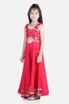 Buy_The little celebs_Pink Silk Embroidery Stone Jumpsuit _Online_at_Aza_Fashions