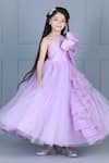 Buy The Little Celebs Purple One Shoulder Ruffle Detail Gown For Girls ...