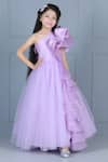 Buy The Little Celebs Purple One Shoulder Ruffle Detail Gown For Girls ...