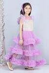 The Little Celebs_Purple Net, Satin Pearls, Feathers Embellished Dress _Online_at_Aza_Fashions