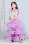 Shop_The Little Celebs_Purple Net, Satin Pearls, Feathers Embellished Dress _Online_at_Aza_Fashions