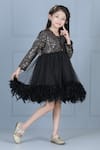 Shop_The Little Celebs_Black Net, Lycra, Satin Sequins Embroidered Dress _Online_at_Aza_Fashions