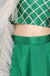 Buy_The Little Celebs_Green Silk, Net, Crepe Gota Patti, Fringe Embroidered Blouse Lehenga Set _Online_at_Aza_Fashions