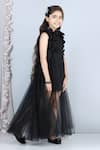 Shop_The Little Celebs_Black Neoprene, Net Embroidery Floral Embellished Dress _Online_at_Aza_Fashions
