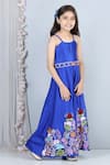 The little celebs_Blue Silk Embroidery Thread Jumpsuit With Belt _Online_at_Aza_Fashions