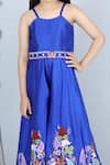 The little celebs_Blue Silk Embroidery Thread Jumpsuit With Belt _at_Aza_Fashions