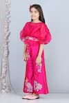 Shop_The Little Celebs_Pink Silk, Organza, Crepe Embroidery Pleated Top And Pant Set _Online_at_Aza_Fashions