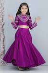 The Little Celebs_Purple Silk, Crepe Stones Embroidered Blouse And Lehenga Set _Online_at_Aza_Fashions
